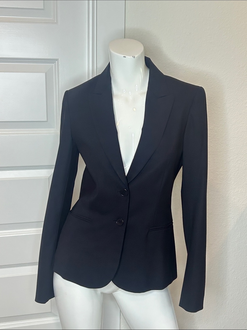 Theory Navy Blue Two-Button Tailored Blazer